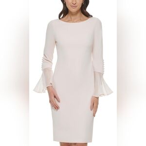 NWT Calvin KleinChiffon-Bell-Sleeve Sheath Dress Size: 10